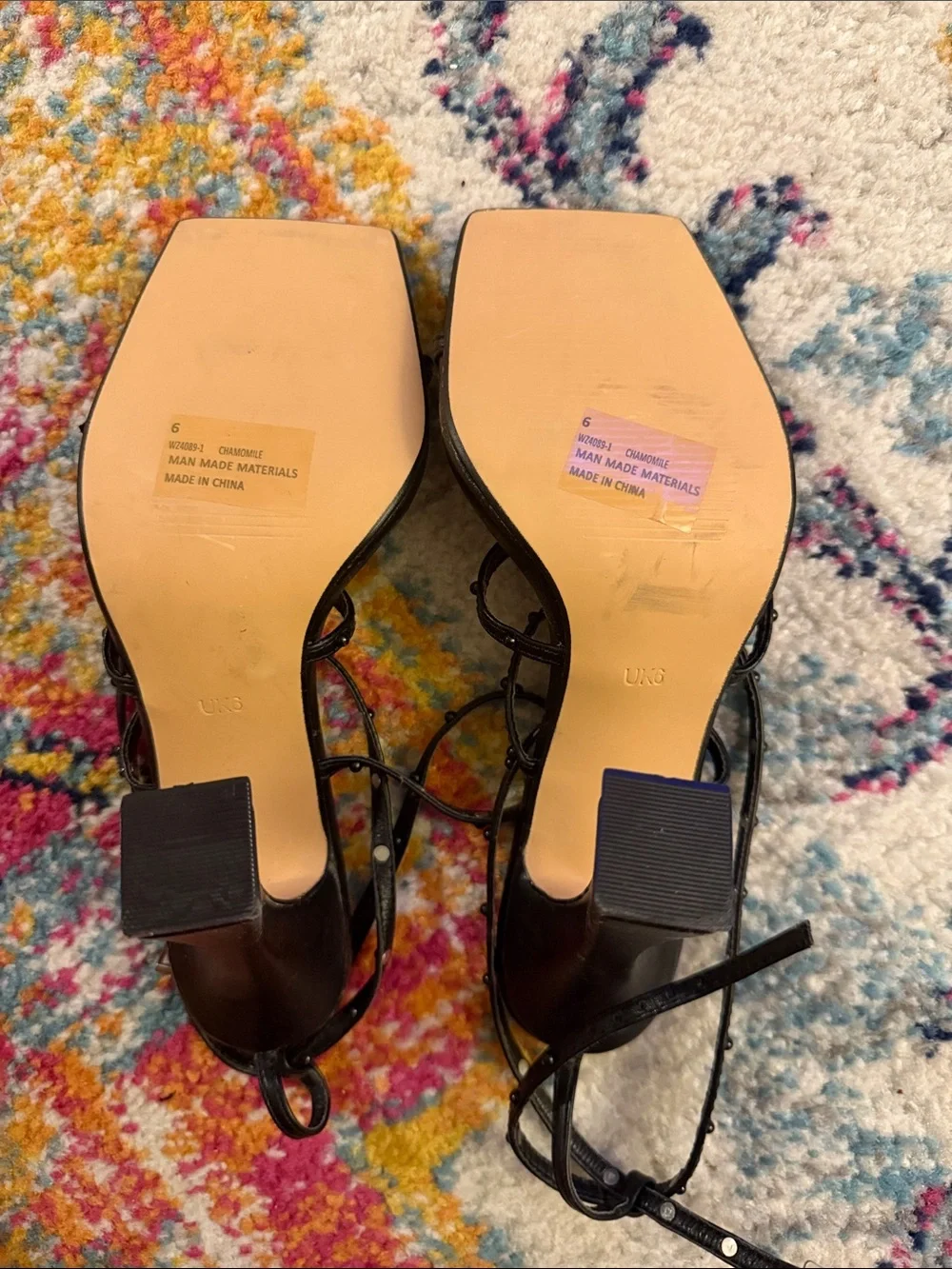 EGO Black Strappy Square-Toe Heeled Sandals